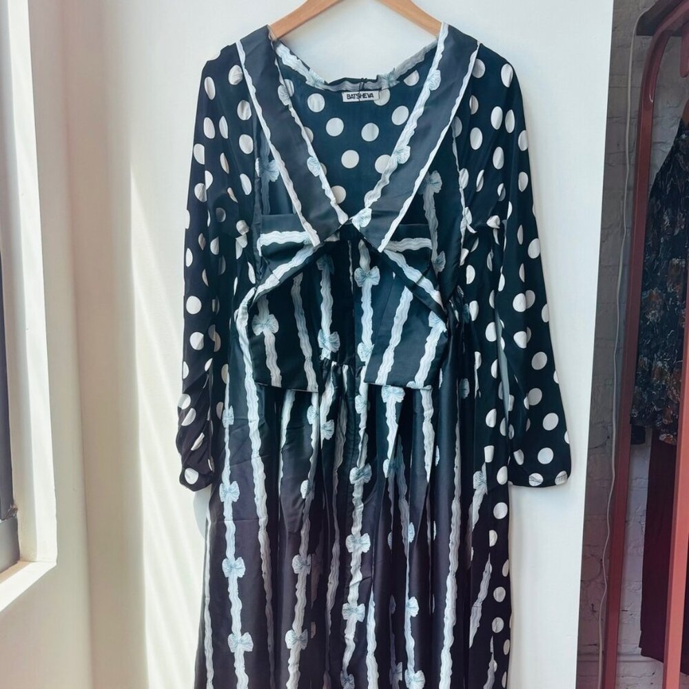Batsheva Bridget Dress in Bow Print Taffeta